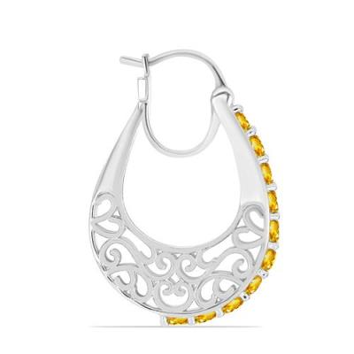 B2B CITRINE GEMSTONE HOOP EARRINGS IN 925 SILVER – WHOLESALE JEWELRY SUPPLIER